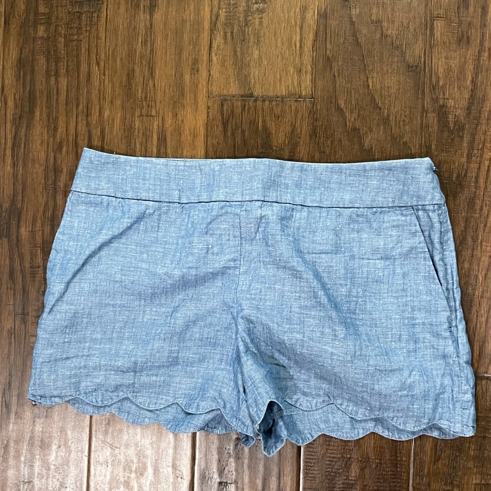 Loft Scalloped chambray shorts